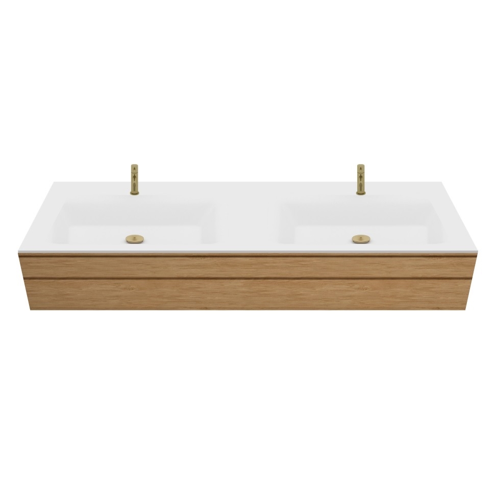 Corian badplade på mål med integreret Type 7 vask, Glacier White