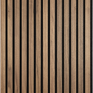 Brandhæmmende akustikpanel - Amerikansk valnødfiner 60 x 244,8 cm