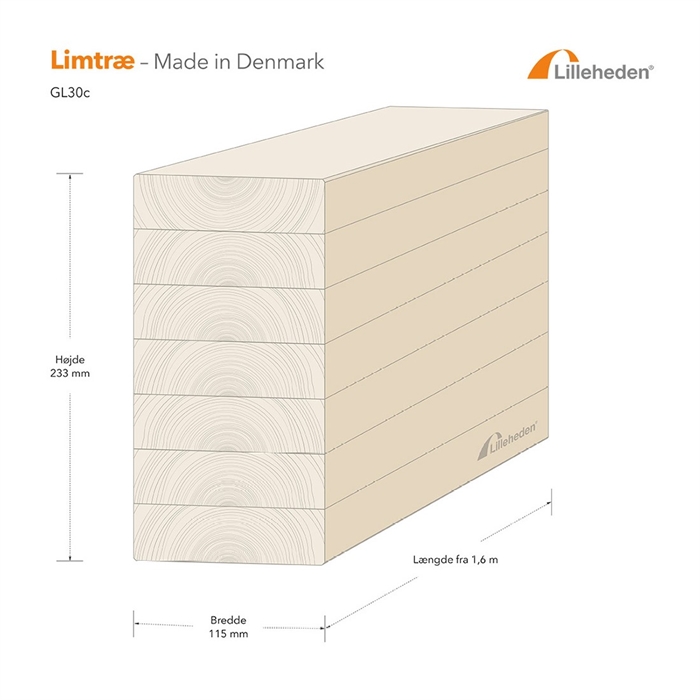 115 x 233 mm limtræsbjælke
