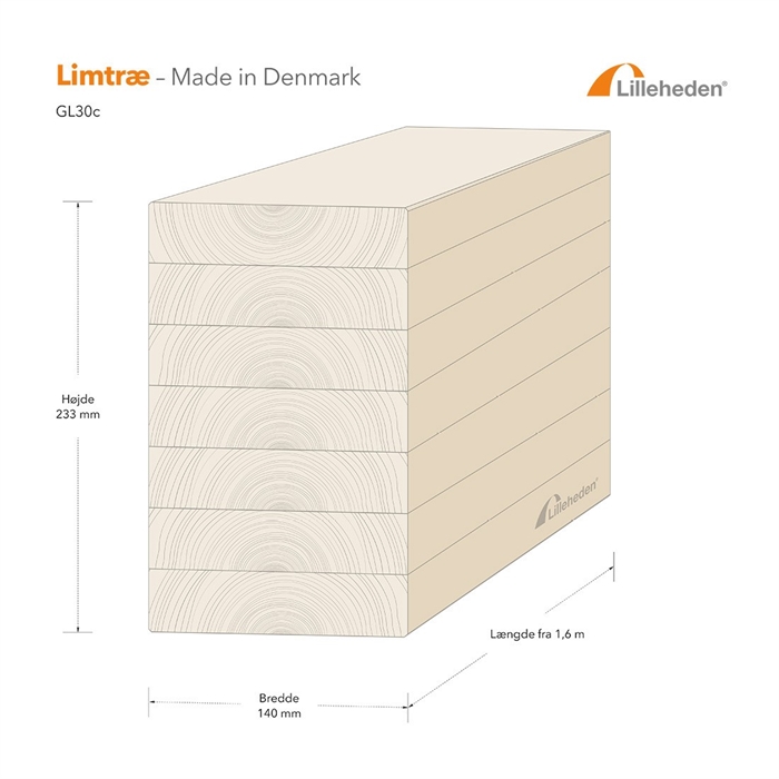 140 x 233 mm limtræsbjælke