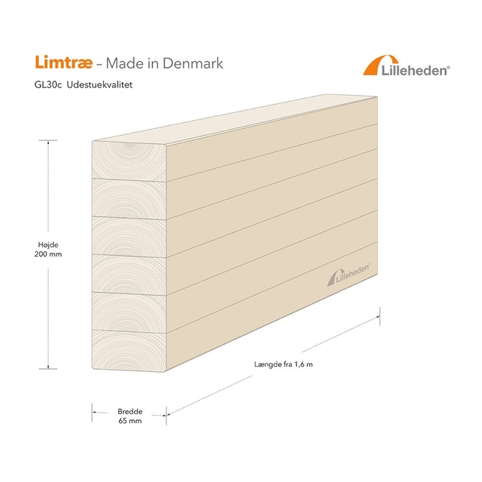 65 x 200 mm limtræsbjælke