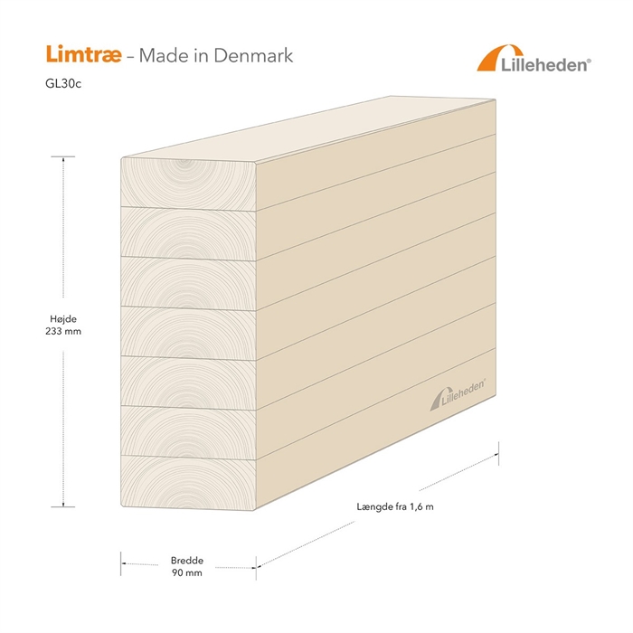 90 x 233 mm limtræsbjælke